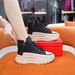 Women's Dad 2023 Autumn High-top Sports Casual Versatile Thick-soled Fashion Short Boots Trendy Shoes Korean Style White_vogvips.com