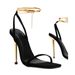 Gold Strap Sexy Toe-Open High Heels Women's Sandals Fashionable Chunky Heel Shoes For Ladies_vogvips.com