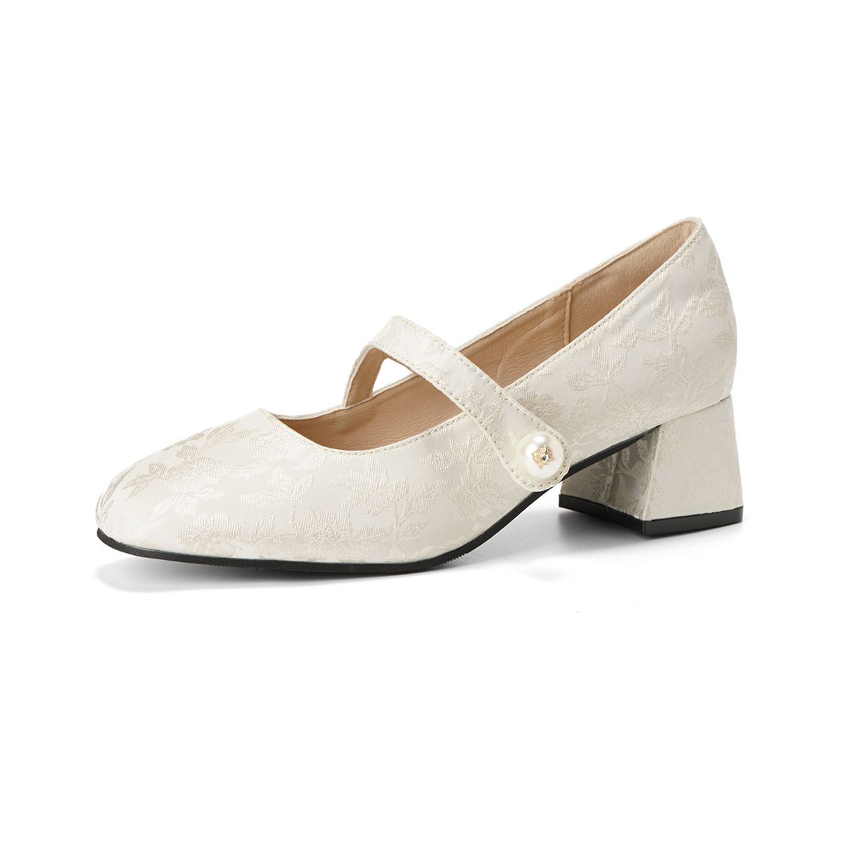 French Retro Mary Jane Shoes With Thick Heels Chinese Style Shallow Mouth High Heels Women_vogvips.com
