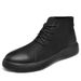 European Warm Series Men's Martin Winter Fleece-Lined Warm Genuine Leather Short Boots British High-Top Mid-Top Work Shoes Light Brown Black_vogvips.com