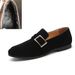 Men's fleece-lined beanie shoes Leather shoes slip-on loafers_vogvips.com