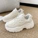 2025 Autumn New Thick-Soled Breathable Single-Lined Platform Dad Shoes Sports Super High Heel Cat Leg White Sneakers For_vogvips.com