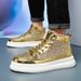 Men's Thick-soled High-top Shoes With Sequins Mid-top Street Dance Casual Sneakers Large Size Trendy_vogvips.com