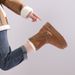 Genuine Leather Snow Boots For Women, High Tube, New Winter Style, Fleece Lined, Thickened, Warm, Mid-Calf, Non-Slip,_vogvips.com