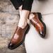 Euro Step 2025 Spring Summer New Business Formal Leather British Casual Shoes Korean Style Brogue Carved Men's_vogvips.com