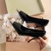 Women's Patent Leather High-heeled With Square Toe, Same Style As SE, High-end Feel, Small Black New Model, Sexy_vogvips.com