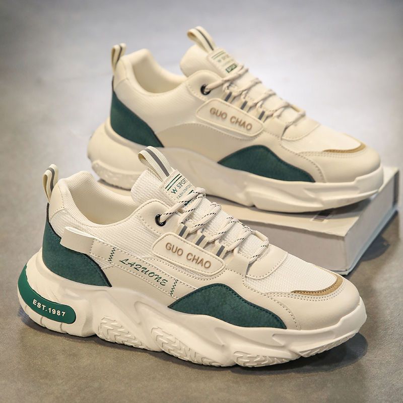 Men's Breathable Mesh Sneakers With Thick Sole For Summer, Lightweight Casual Sports Shoes, Round Toe, Low Heel, Fashionable Dad Shoes_vogvips.com