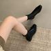 Butterfly Knot Elastic Slim 2025 Autumn Square Toe Chunky Heel Short For Women Back Zipper Slimming Martin Boots_vogvips.com
