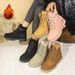 Women's Chunky Heel Ankle Boots With Faux Fur Lining - Slip-Resistant Round Toe Casual Winter Shoes For Women (Black, Brown, Beige, Pink, Yellow)_vogvips.com