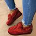 New Women's Cotton Winter Bow Warm Shoes, Flat Bottomed Plus Size Hairy Shoes_vogvips.com
