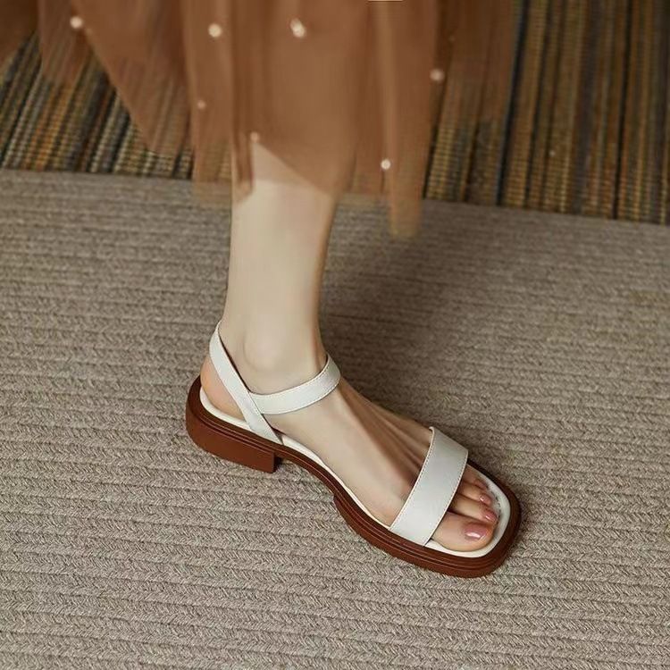 Women’s Shoes Retro Simple One Strap Roman Sandals For Women Summer Flat Soled Soft Soled Thick Soled Beach Open Toed Tide_vogvips.com