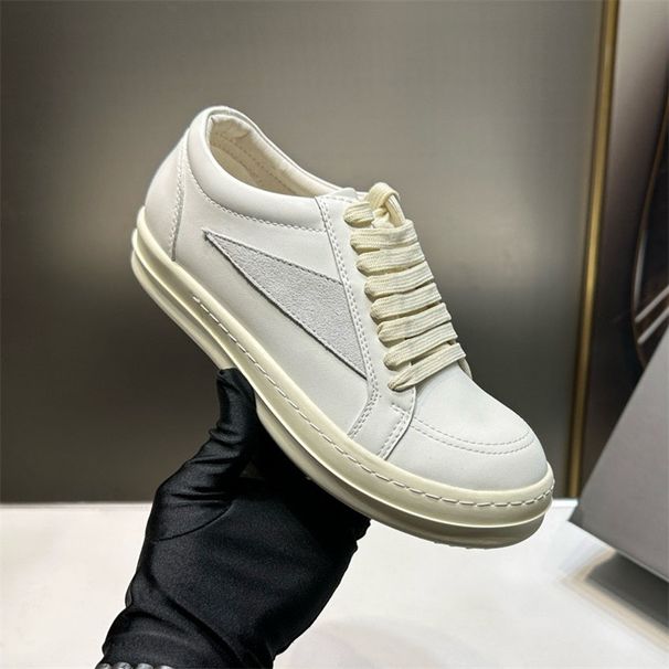 RO Infringing Casual Board For Autumn 2024, New Thick Soled Low Top Niche Lace Up Couple's Same Style White Shoes_vogvips.com