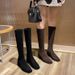 2025 Heel New Women's High Stretch Versatile Square Toe Long Petite Over-the-Knee Boots Suede_vogvips.com