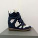 Women's Color Block Height Increasing Sneakers Velcro Closure Thick Soled Casual Shoes Versatile Spring_vogvips.com
