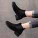Plus Size For Women 2025 Spring And Autumn New Red Martin Round Toe Chunky Mid Heel Elastic Short Boots_vogvips.com