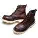 European Warm Series Handmade Outdoor Work Martin British Style Short Boots Men High Top Genuine Leather Lace-up Youth Motorcycle Shoes_vogvips.com
