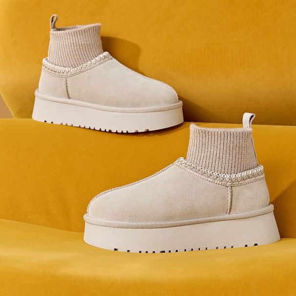 Northeast Warm Genuine Snow Boots For Women 2025 Winter Cotton Shoes With Fleece Lining, Thickened, Waterproof, Non-Slip_vogvips.com