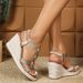 Women's Braided Wedge Sandals For Women - Adjustable Ankle Strap Summer Shoes With Thick Platform_vogvips.com