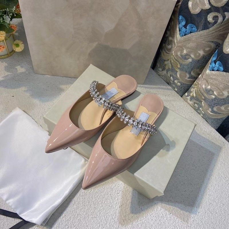 High Version 2025 Rhinestone Patent Leather Pointed Single Shoe Muller Shoes With Diamond Inlaid High Heels Half Slipper_vogvips.com