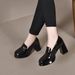Spring And Autumn New Patent Deep Mouth Single Heel Waterproof Platform High Heels Shiny Leather Thick Sole Height_vogvips.com