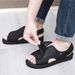 Men's Women's Diabetic Shoes Black Light Summer Breathable Anti-Slip Walking Sandal Adjustable Hook&Loop For Ladies_vogvips.com