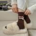 Women's Cozy Fair Isle Wool Socks With Cartoon Puppy Design, Thick Knit Mid-Crew Cuff For Warmth And Comfort, Soft And Breathable For All Seasons_vogvips.com