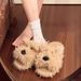 Girly Style Cute Scrawled Puppy Furry 2025 Autumn Winter New Trendy Versatile Comfortable One-Strap Slippers For Women_vogvips.com