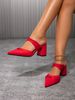 Women's Shoes Women's Solid Red Pointed Toe Block Heel Mules Elegant Slip-On Dress Shoes For Office Party Wedding_vogvips.com