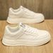 All White Board Shoes Men's Waterproof Casual Leather Shoes Sports Increase Thick Sole Small White Fashion Shoes_vogvips.com