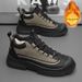 Men's Winter Outdoor Waterproof Anti-slip Snow Leather-fur Integrated Work Boots, Martin Boots With Plush Lining,_vogvips.com