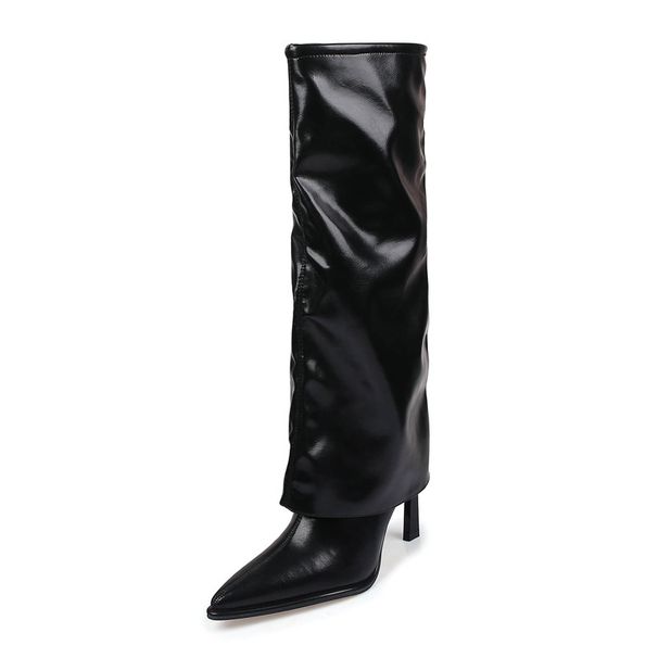 Spicy Girl Style Autumn Winter Over-the-Knee Pants Heels Stiletto Pointed Toe High Tube Women's Knight Long Boots_vogvips.com