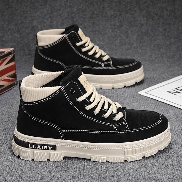 2025 Autumn New British Style Mid-Top Martin Casual Work Shoes Trendy High-Top Men's Boots_vogvips.com