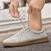 First Layer Pigskin Men's Shoes Board Shoes Men's Sports And Leisure Shoes Men's Mesh Round Head Lace-up Small White_vogvips.com