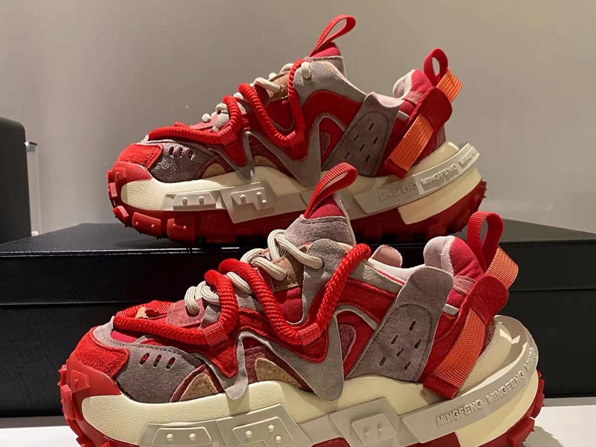 New All Match Color Matching Dad Shoes Thick Sole Heightening Genuine Leather Comfortable Sports Casual Shoes Men's Shoes_vogvips.com