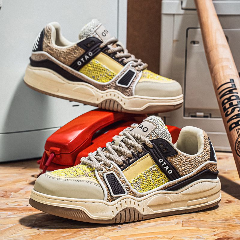 2025 Autumn New Style Ins Board Shoes Men's Shoes Color-block Trendy Casual Easy-matching Thick-soled Increase-height 5cm Men's Sports Shoes_vogvips.com