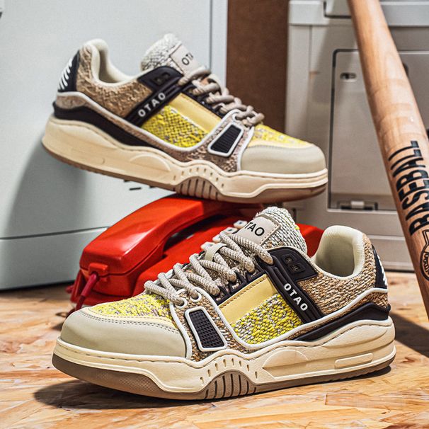 2025 Autumn New Style Ins Board Shoes Men's Shoes Color-block Trendy Casual Easy-matching Thick-soled Increase-height 5cm Men's Sports Shoes_vogvips.com