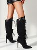 Women's Knee High Boots Pointed Toe Lace Up Stiletto Heel Shoes Motorcycle Dressy Party Luxury Fashion Winter Fall Boots_vogvips.com