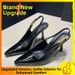 Spring Mini Gold Bar Sandals, Low Cut Square Toe, Patent Leather, Open Side Toe, High Heel, Metal Buckle, Pointed Toe, Fashionable Women's Shoes_vogvips.com