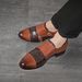 Foreign Trade Double Buckle Large Crocodile Pattern 38-48 Size European And American Trend Slip-On Casual Monk Strap_vogvips.com