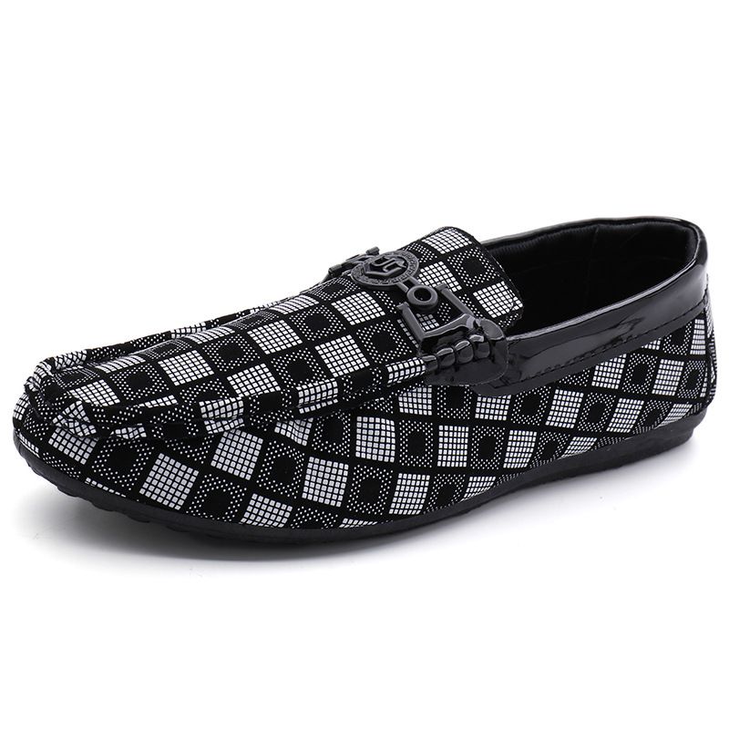 New beanie shoes for loafers plaid men's shoes_vogvips.com