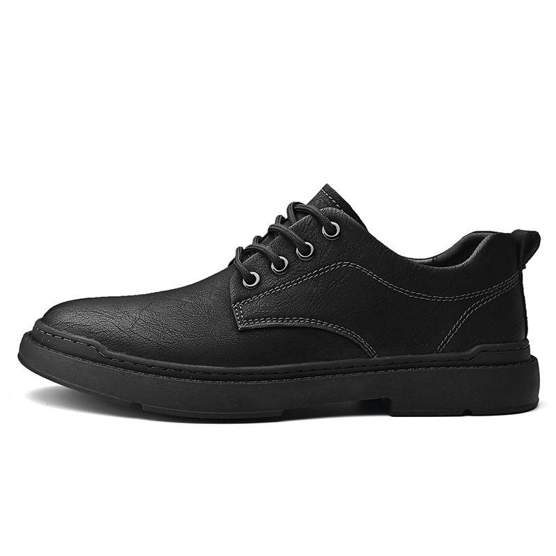 Spring new vintage cow versatile resistant soft soles men's casual work wear leather shoes_vogvips.com