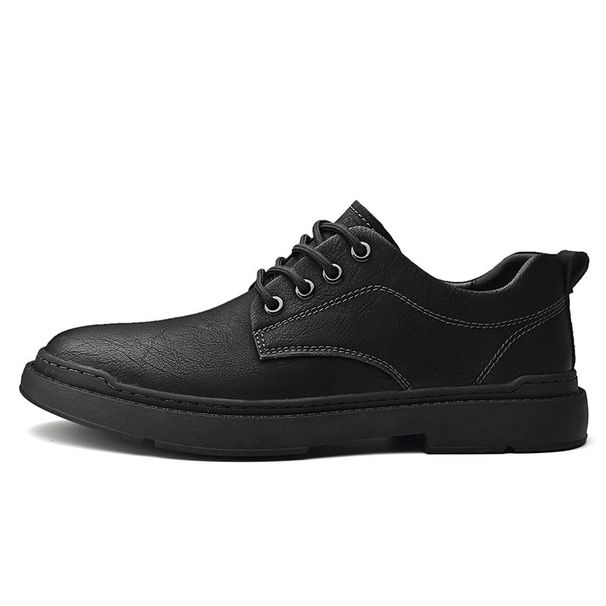 Spring new vintage cow versatile resistant soft soles men's casual work wear leather shoes_vogvips.com