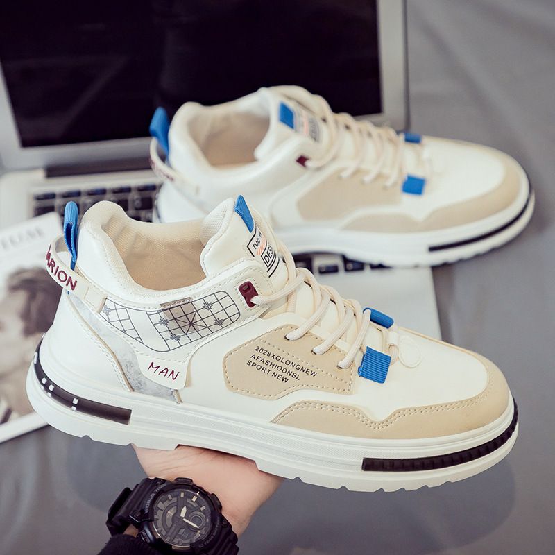Men's Shoes, Men's Summer High-Top Sports Casual Sneakers, Lined Cotton Shoes, Versatile White Trendy Shoes_vogvips.com
