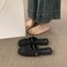 Breathable Woven Closed-Toe Half Slippers For Women, Summer Outdoor Wear, Comfortable Flat Slip-On Lazy Sandals_vogvips.com