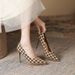 1088-8 Houndstooth Pointed Toe Stiletto For Women 2025 New European And American Suede Ultra High Heels 11CM_vogvips.com