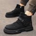 Men's Classic High-Top Martin Boots - Waterproof PU Leather, Slip-Resistant Rubber Sole, Comfortable Cushioning & Height Increase (3-5cm) - Casual_vogvips.com