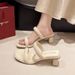 2025 Spring New Model Women's Superfiber Square-Toe Strap Sandals With Soft Rubber Sole, Versatile Height-Increasing_vogvips.com