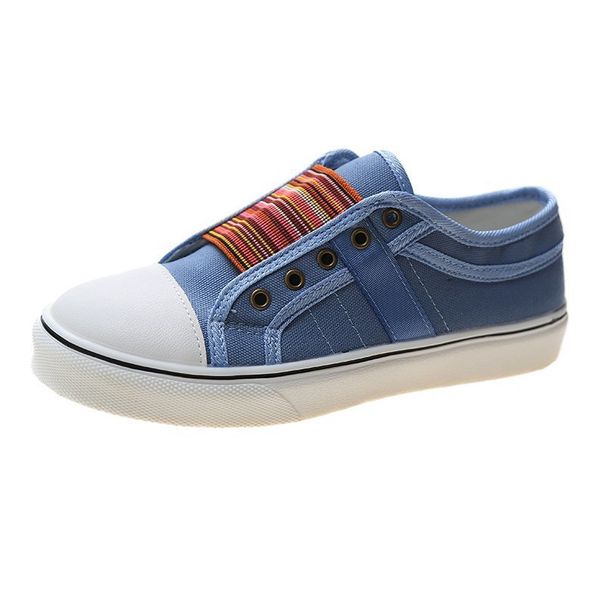Women’s Shoes Large Size Women's Shoes New Round Toe Elastic Canvas Shoes Women's Flat Bottom Casual Shoes_vogvips.com
