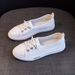 First Layer Cowhide Shallow Mouth White Shoes For Women 2025 New Summer Versatile Genuine Leather Casual Slip On Flat Shoes_vogvips.com