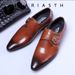 Voyage British Style Pointed Leather Shoes For Men With Buckle, European And American Youth Business Formal Wedding Monk_vogvips.com